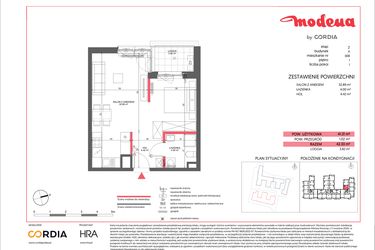 Rzut - Mieszkanie na sprzedaż 1 pokój o powierzchni 41,31 m² - numer A.008 w Modena II
