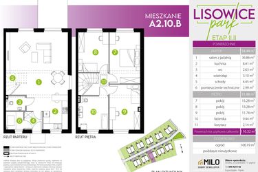 Rzut - Mieszkanie na sprzedaż 4 pokoje o powierzchni 110,32 m² - numer A.2.10.B w Lisowice Park etap 2+
