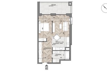 Rzut - Mieszkanie na sprzedaż 1 pokój o powierzchni 52,6 m² - numer 25 w Apartamenty Czysta