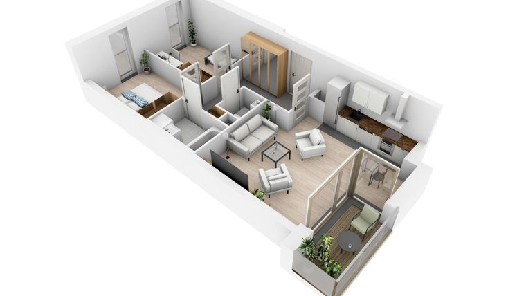 Rzut - Mieszkanie na sprzedaż 3 pokoje o powierzchni 58,54 m² - numer N5.21 w Osiedle Narcyzowe