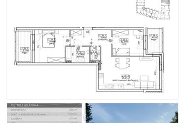 Rzut - Mieszkanie na sprzedaż 3 pokoje o powierzchni 65,64 m² - numer 109 w Wave