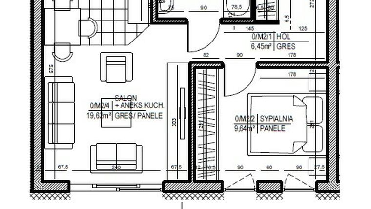 Rzut - Mieszkanie na sprzedaż 2 pokoje o powierzchni 39,35 m² - numer 2 w Staroniwskie Sady etap II