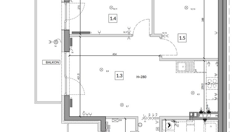 Rzut - Mieszkanie na sprzedaż 3 pokoje o powierzchni 59,46 m² - numer 37B w Osiedle Młodych etap IV