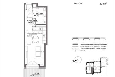 Rzut - Mieszkanie na sprzedaż 1 pokój o powierzchni 35,9 m² - numer B.3.10 w Polanka 21