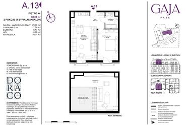Rzut - Mieszkanie na sprzedaż 4 pokoje o powierzchni 88,08 m² - numer A.13 w Gaja Park