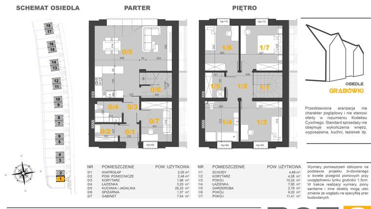 Rzut - Dom na sprzedaż 5 pokoi o powierzchni 100,33 m² - numer 1 w Osiedle Grabówki