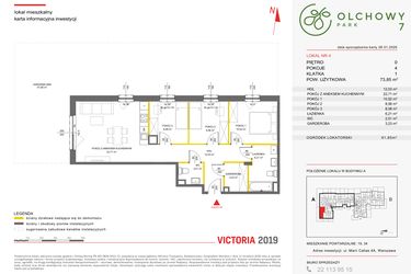 Rzut - Mieszkanie na sprzedaż 4 pokoje o powierzchni 73,77 m² - numer 4 w Olchowy Park VII