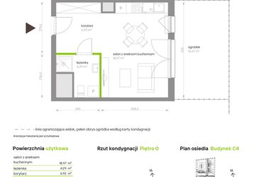 Rzut - Mieszkanie na sprzedaż 1 pokój o powierzchni 30,18 m² - numer C4.0D90 w Bemowo Vita