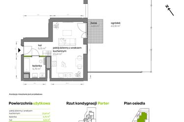 Rzut - Mieszkanie na sprzedaż 1 pokój o powierzchni 34,24 m² - numer AA0001 w Ptasia Vita