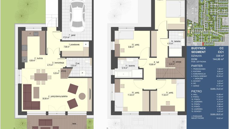 Rzut - Dom na sprzedaż 5 pokoi o powierzchni 144,88 m² - numer CC1 w Triton Country 2024