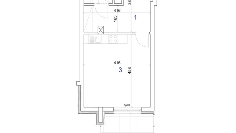 Rzut - Mieszkanie na sprzedaż 1 pokój o powierzchni 33,81 m² - numer 6A.76 w Mierzeja Wiślana etap IV