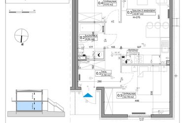 Rzut - Mieszkanie na sprzedaż 3 pokoje o powierzchni 57,39 m² - numer 54A w Osiedle Młodych etap VIII