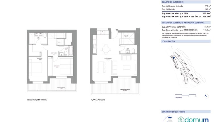 Rzut - Mieszkanie na sprzedaż 2 pokoje o powierzchni 77 m² - numer B3 w Oceana Gardens II