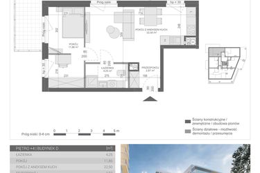 Rzut - Mieszkanie na sprzedaż 2 pokoje o powierzchni 41,48 m² - numer M-25 w Unikat Apartamenty D