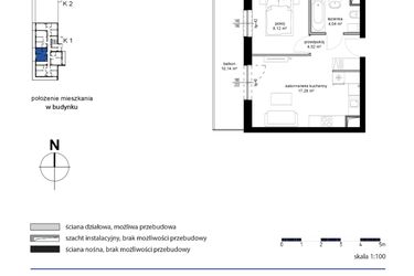 Rzut - Mieszkanie na sprzedaż 2 pokoje o powierzchni 33,96 m² - numer 3 w Kwarcowe Wzgórze - bud. 2
