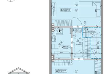 Rzut - Dom na sprzedaż 3 pokoje o powierzchni 63,99 m² - numer 32A w Ogrody Przyjaciół 5 etap III