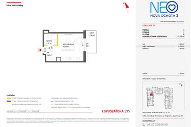 Rzut - Mieszkanie na sprzedaż 1 pokój o powierzchni 25,05 m² - numer 29 w Neo Nova Ochota 3
