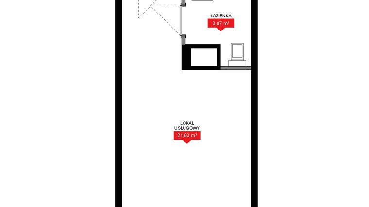 Rzut - Mieszkanie na sprzedaż 1 pokój o powierzchni 25,53 m² - numer A2 311LU w 29L - Apartamenty inwestycyjne