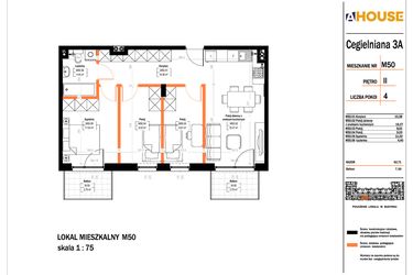 Rzut - Mieszkanie na sprzedaż 4 pokoje o powierzchni 62,71 m² - numer 50 w Osiedle StaLove etap II