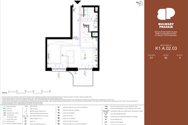 Rzut - Mieszkanie na sprzedaż 1 pokój o powierzchni 31,17 m² - numer K1.A.02.03 w Bulwary Praskie etap K i L