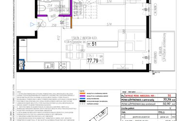 Rzut - Mieszkanie na sprzedaż 1 pokój o powierzchni 78,94 m² - numer 51 w Strumykowa