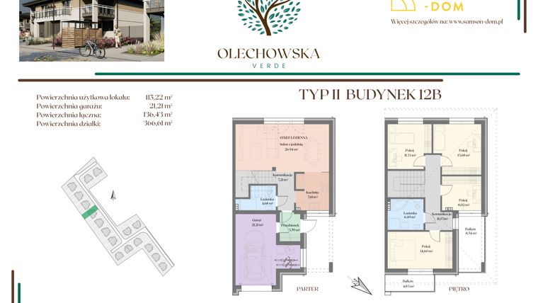 Rzut - Dom na sprzedaż 5 pokoi o powierzchni 136,43 m² - numer 12B w Olechowska Verde