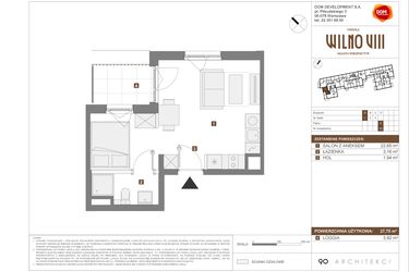 Rzut - Mieszkanie na sprzedaż 1 pokój o powierzchni 27,75 m² - numer A.10 w Osiedle Wilno VIII