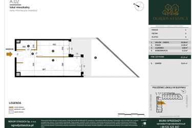 Rzut - Mieszkanie na sprzedaż 2 pokoje o powierzchni 47,15 m² - numer A.02 w Ogrody Staszica