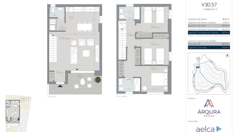 Rzut - Dom na sprzedaż 3 pokoje o powierzchni 119 m² - numer V71 w Alya Mijas 2 - Mijas