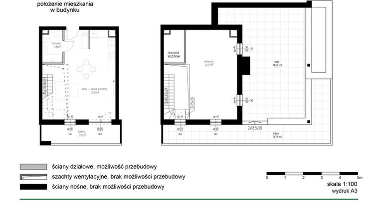 Rzut - Mieszkanie na sprzedaż 1 pokój o powierzchni 65,48 m² - numer M28 w Wędrowna