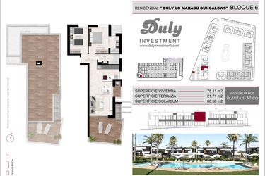 Rzut - Dom na sprzedaż 2 pokoje o powierzchni 78,1 m² - numer 608 w Lo Marabu Bungalows