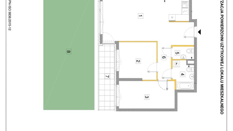 Rzut - Mieszkanie na sprzedaż 3 pokoje o powierzchni 74,55 m² - numer A.02 w Puenta