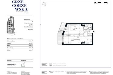 Rzut - Mieszkanie na sprzedaż 1 pokój o powierzchni 48,93 m² - numer A05 w Grzegorzewska
