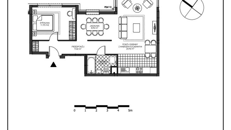 Rzut - Mieszkanie na sprzedaż 2 pokoje o powierzchni 59,38 m² - numer B4.11 w Wieżycka Folwark - etap II