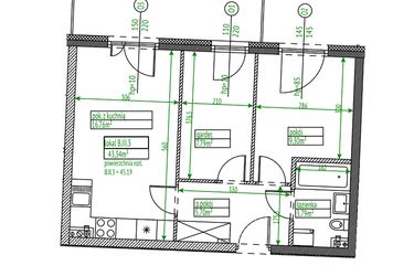 Rzut - Mieszkanie na sprzedaż 2 pokoje o powierzchni 43,34 m² - numer B.III.3 w Osiedle Opolska