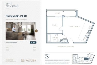 Rzut - Mieszkanie na sprzedaż 2 pokoje o powierzchni 47,24 m² - numer M.41 w Stare Podgórze