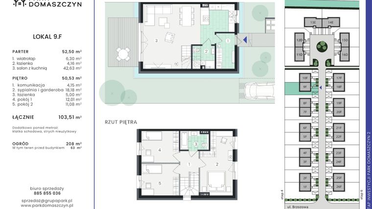 Rzut - Dom na sprzedaż 5 pokoi o powierzchni 103,51 m² - numer 9F w Park Domaszczyn 2 - etap 5