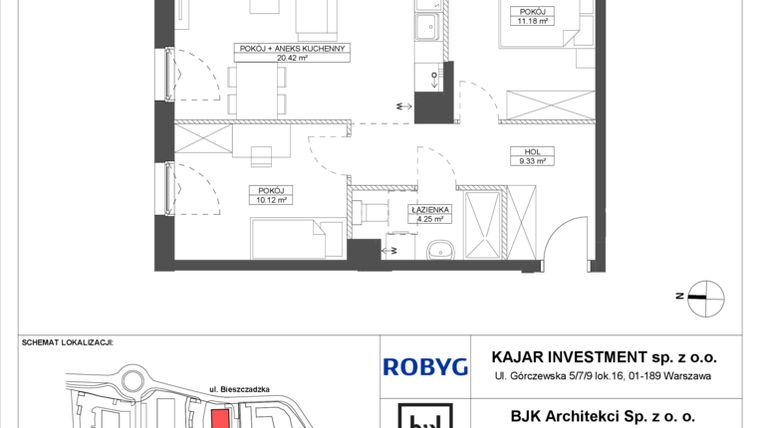 Rzut - Mieszkanie na sprzedaż 3 pokoje o powierzchni 55,3 m² - numer C.1M03 w Foresteria