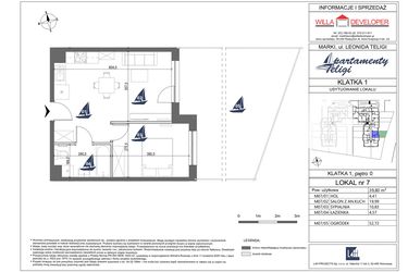 Rzut - Mieszkanie na sprzedaż 2 pokoje o powierzchni 39,8 m² - numer 7 w Apartamenty Teligi