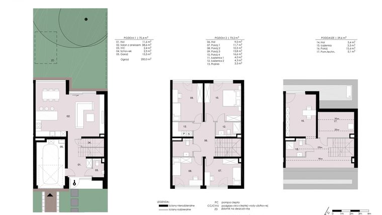 Rzut - Dom na sprzedaż 5 pokoi o powierzchni 173,19 m² - numer A'1 w Wiedeńska Residence