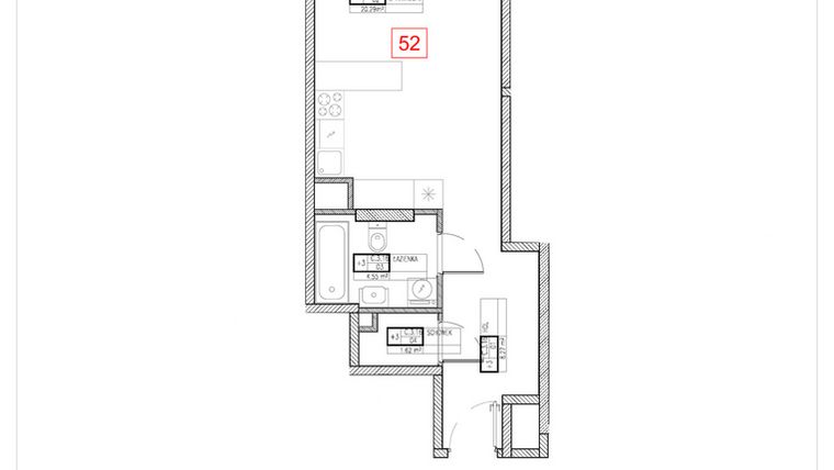 Rzut - Mieszkanie na sprzedaż 1 pokój o powierzchni 34,73 m² - numer C3.16 w Rezydencja Ogród Saski etap I i II