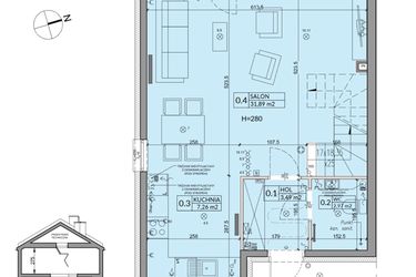 Rzut - Dom na sprzedaż 4 pokoje o powierzchni 92,7 m² - numer 7B w Nova Magdalenka 7