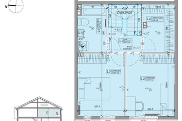 Rzut - Dom na sprzedaż 3 pokoje o powierzchni 68,6 m² - numer 42B w Ogrody Przyjaciół 5 etap IV
