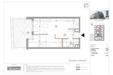 Rzut - Mieszkanie na sprzedaż 1 pokój o powierzchni 45,55 m² - numer A1/2 w 5th Avenue Apartments