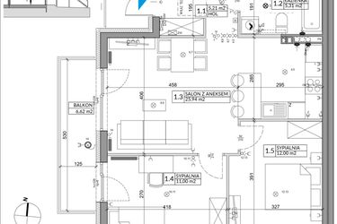 Rzut - Mieszkanie na sprzedaż 3 pokoje o powierzchni 61,55 m² - numer 39B w Osiedle Młodych etap V