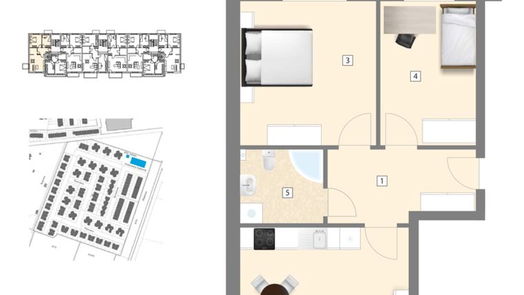 Rzut - Mieszkanie na sprzedaż 3 pokoje o powierzchni 63,61 m² - numer C5 w Błękitne Aleje Etap XV