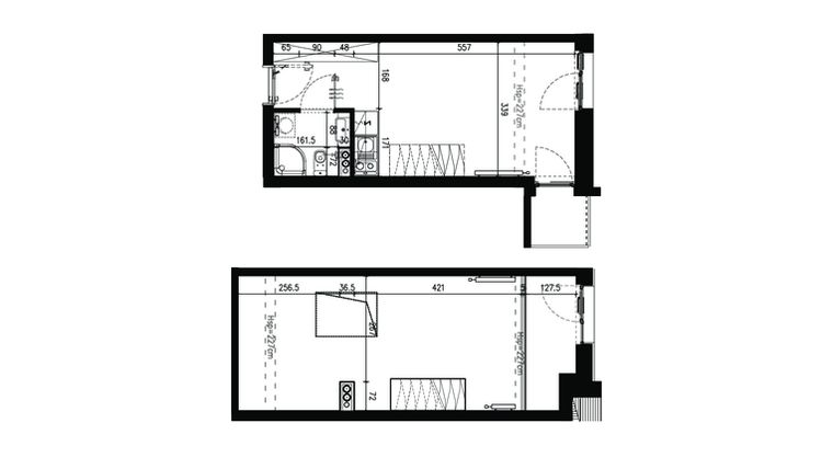 Rzut - Mieszkanie na sprzedaż 2 pokoje o powierzchni 47,94 m² - numer AB.4.061 w Nadolnik Compact Apartments etap III