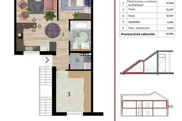 Rzut - Mieszkanie na sprzedaż 4 pokoje o powierzchni 110,68 m² - numer G2G-IV w Osiedle Przyjazne Quart - etap IV