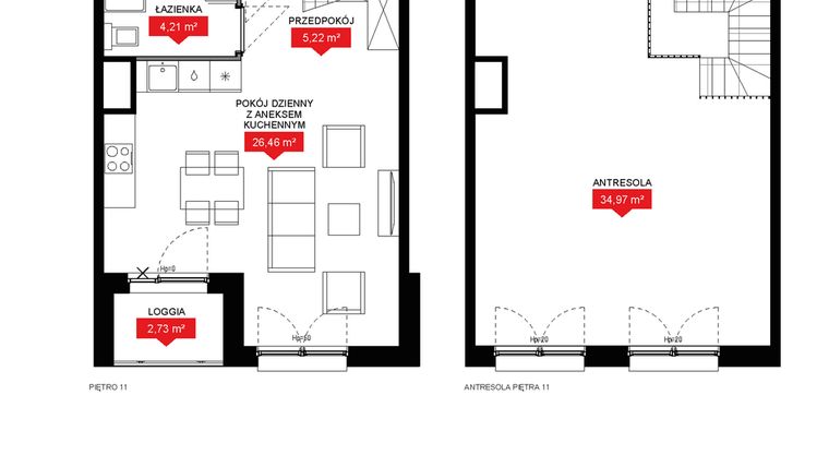 Rzut - Mieszkanie na sprzedaż 1 pokój o powierzchni 70,86 m² - numer A2 360 w 29L