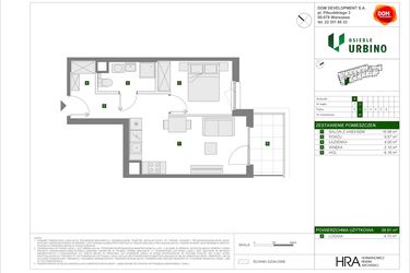 Rzut - Mieszkanie na sprzedaż 2 pokoje o powierzchni 38,81 m² - numer 5.1.A.42 w Osiedle Urbino etap 5